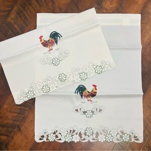 Set of Two  (2) Panel Country Farmhouse Rooster Curtains
